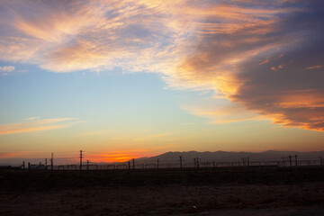 Beautiful sunset on the railroad.