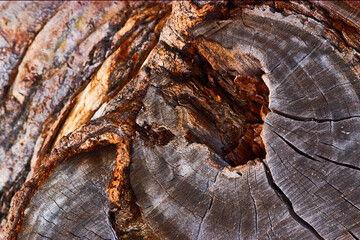 Detail of the old tree trunk