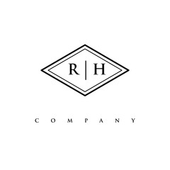 initial RH logo design vector