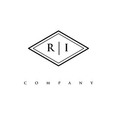 initial RI logo design vector