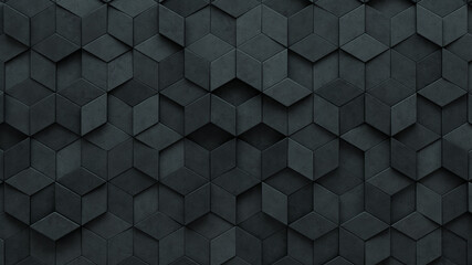 3D, Concrete Wall background with tiles. Diamond shaped, tile Wallpaper with Polished, Futuristic blocks. 3D Render