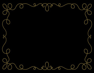 シンプルな手描き曲線のフレーム－背景黒
