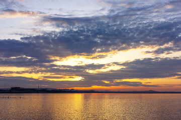 Beautiful sunset on the lake.