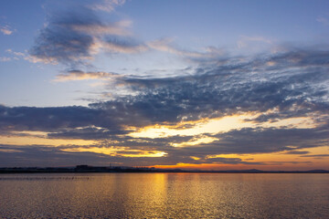 Beautiful sunset on the lake.