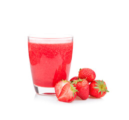 Strawberry smoothie fruit isolated on white background.