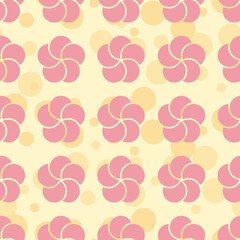 ねじり梅　シームレスパターン　ピンク＆イエロー