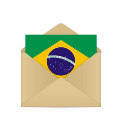 Obraz premium Envelope with Brazil flag