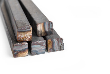 Square iron rod on a white background