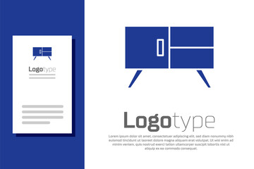 Blue Chest of drawers icon isolated on white background. Logo design template element. Vector