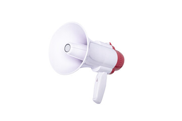 white megaphone on a white background. Advertising and messages concept