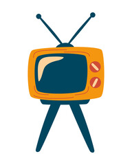 Retro tv. Television icon design. Old entertainment television. Tv on four legs. Design, Web, Graphic, Print. Vector cartoon illustration.
