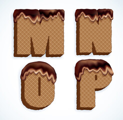 Vector set of stylized symbols wafers with cream inside