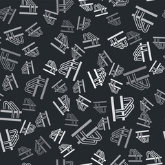 Grey Bicycle parking icon isolated seamless pattern on black background. Vector