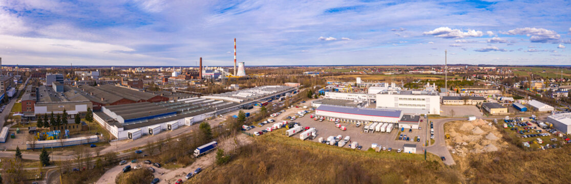 Panorama obszar&oacute;w przemysłowo - usługowych, miasto Gorz&oacute;w Wielkopolski