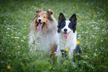 Rough collie and Border collie dog breeds