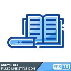 Fototapeta premium knowledge in filled line style icon. online learning icon, vector illustration for application, web, presentation template. EPS 10