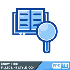 knowledge in filled line style icon. online learning icon, vector illustration for application, web, presentation template. EPS 10