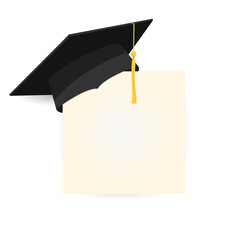 Graduation cap on paper in congratulations isolated on white background, Vector illustration EPS 10