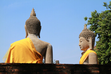 Fototapeta premium Old Temple Architecture , Wat Yai Chai Mongkol at Ayutthaya, Thailand.