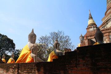 Fototapeta na wymiar Old Temple Architecture , Wat Yai Chai Mongkol at Ayutthaya, Thailand.