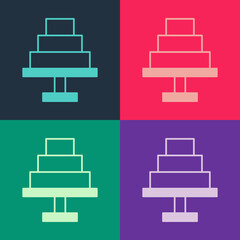 Pop art Cake icon isolated on color background. Happy Birthday. Vector