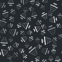 Grey Cake icon isolated seamless pattern on black background. Happy Birthday. Vector