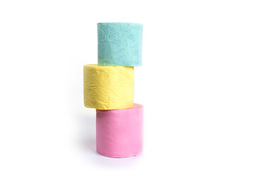 Colorful toilet paper on a white background