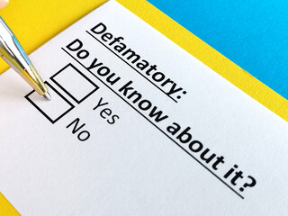 One person is answering question about defamatory.