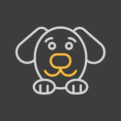 Dog icon on dark background. Pet animal sign
