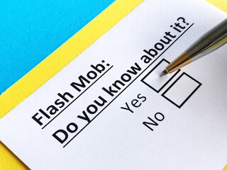 One person is answering question about flash mob.