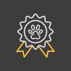 Pets award rosette vector icon on dark background