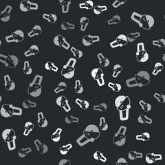Grey Angle grinder icon isolated seamless pattern on black background. Vector