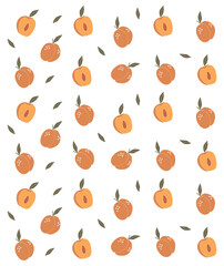 Abstract peach fruit pattern, summer fruit illustration, boho peach poster vector, summer pattern 