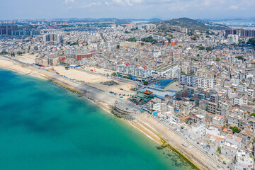 Obraz premium Aerial view of Fujian coastline, fishing village in Dongshan Island, Zhangzhou, Fujian, China
