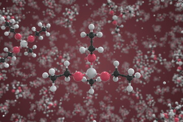 Molecule of methyltriethoxysilane, ball-and-stick molecular model. Scientific 3d rendering