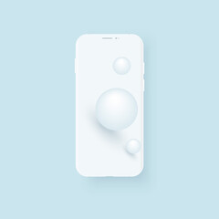 White smartphone with spheres.
