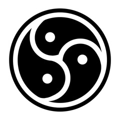 Triskele BDSM hand drawn symbol, icon. Sign subculture illustration. Isolated on white background