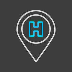 Hospital or heliport pointer icon dark background