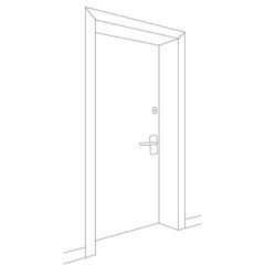 door outline, sketch on white background