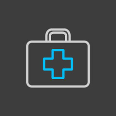 First aid kid vector icon on dark background