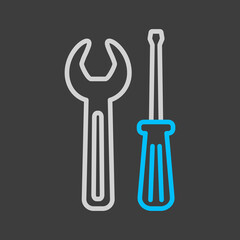 Screwdriver and wrench vector icon dark background