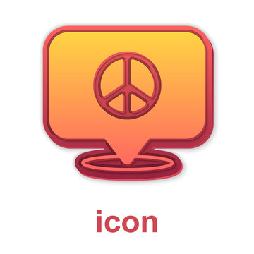 Gold Location peace icon isolated on white background. Hippie symbol of peace. Vector