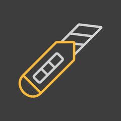 Construction utility knife icon on dark background