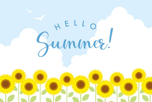 summer vector background with sunflowers and sky for banners, cards, flyers, social media wallpapers, etc.