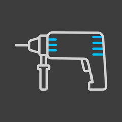 Electric hammer drill icon on dark background
