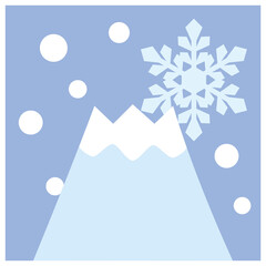 冬の富士山と雪の結晶 アイコンイラスト