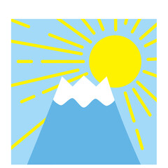 夏の富士山と太陽 アイコンイラスト