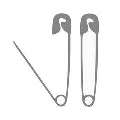 Safety Pins Isolated On White Background Flat Icon Graphic Illustration