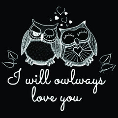 i will owlways love you owls womens vintage sport Logo Vector Template Illustration Graphic Design design for documentation and printing