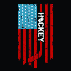 ice hockey player american flag 4th of july baseball poster design illustration vector